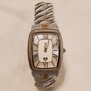 Judith Ripka Luxury Watch Madison Ave Collection Mother of Pearl Diamonique Vntg